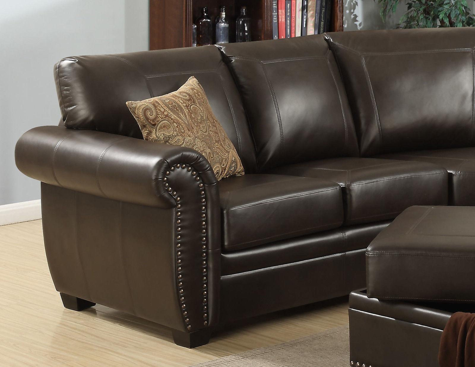 

        
AC Pacific Louis Sectional Sofa and Ottoman Dark Brown leather gel 00756519678314
