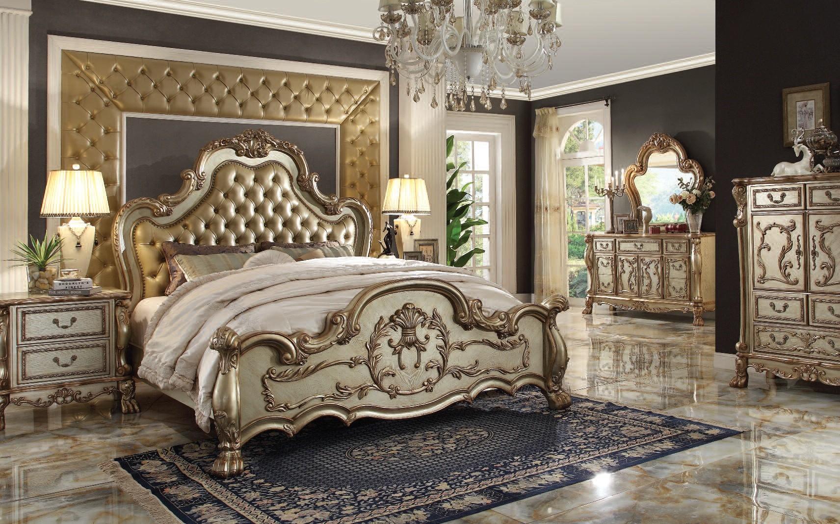 

    
Acme Furniture Dresden-23160Q Panel Bed Bone/Gold 23160Q
