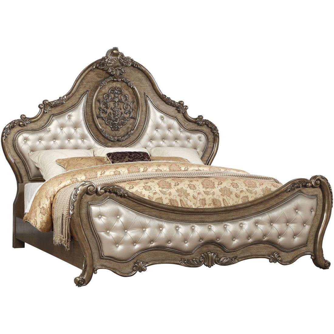

    
Luxury Vintage Oak Tufted King Bedroom Set 5P w/Chest Ragenardus 26307EK Acme
