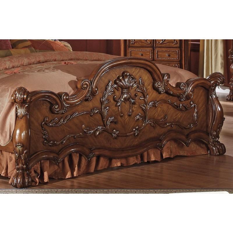 

    
Cherry Oak Queen Arch Bed Carved Wood 12140Q Dresden Acme Furniture
