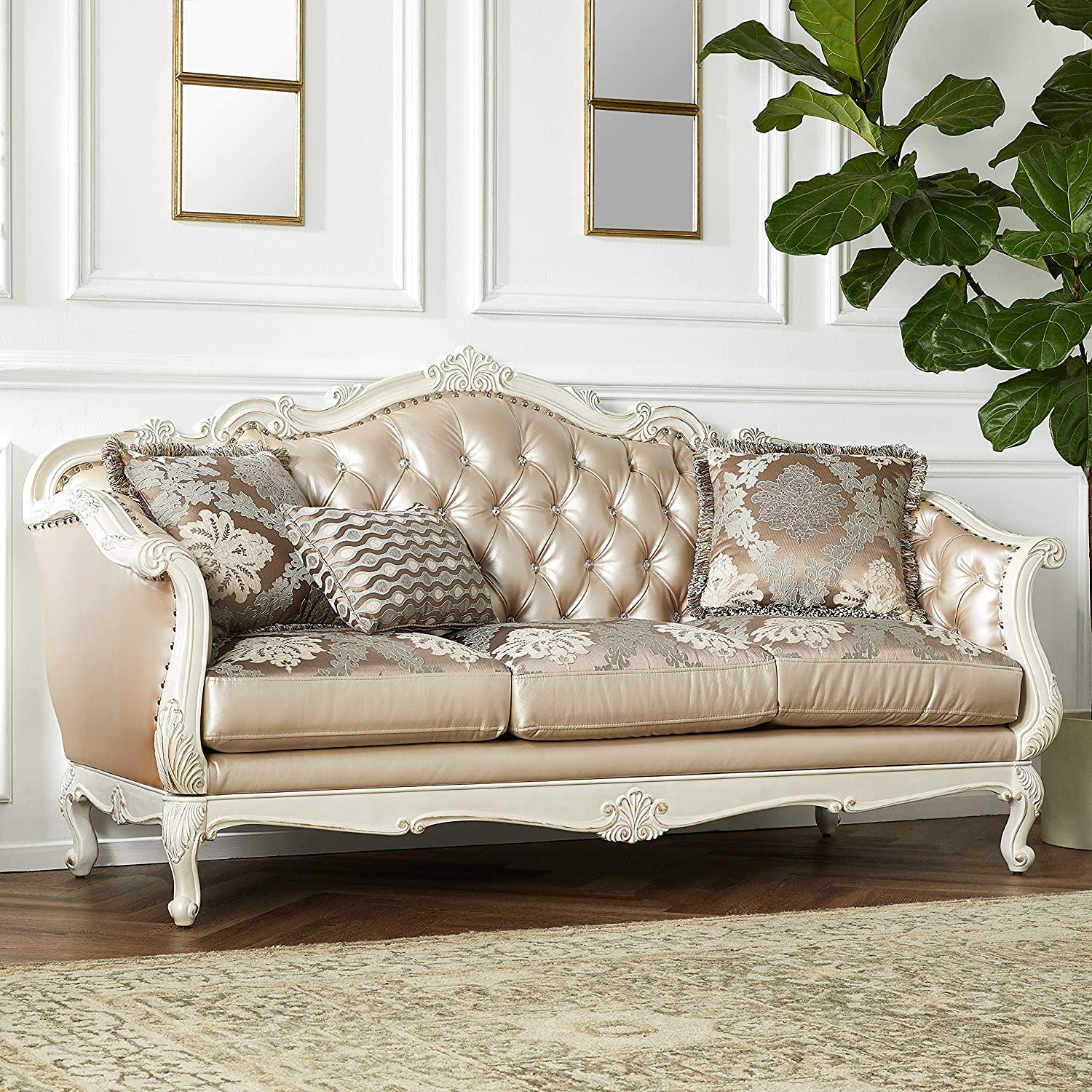 

    
53540 Chantelle - Set-2 Rose Gold & Pearl White Tufted Sofa Set 2 Pcs  53540 Chantelle Acme Traditional

