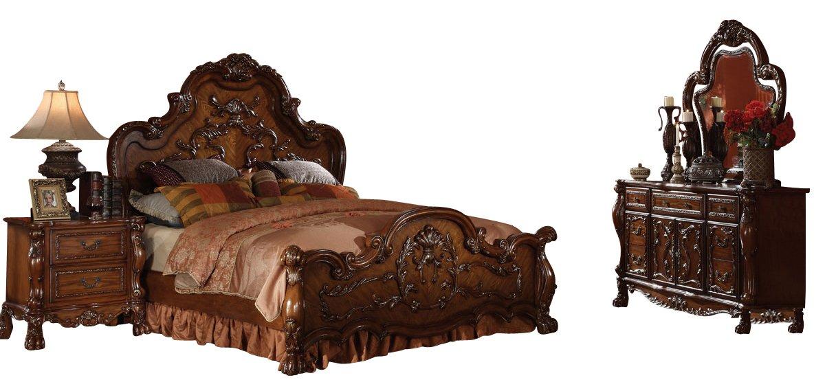 

    
Cherry Oak Queen Bedroom Set 4Pcs Carved Wood 12140Q Dresden Acme Classic
