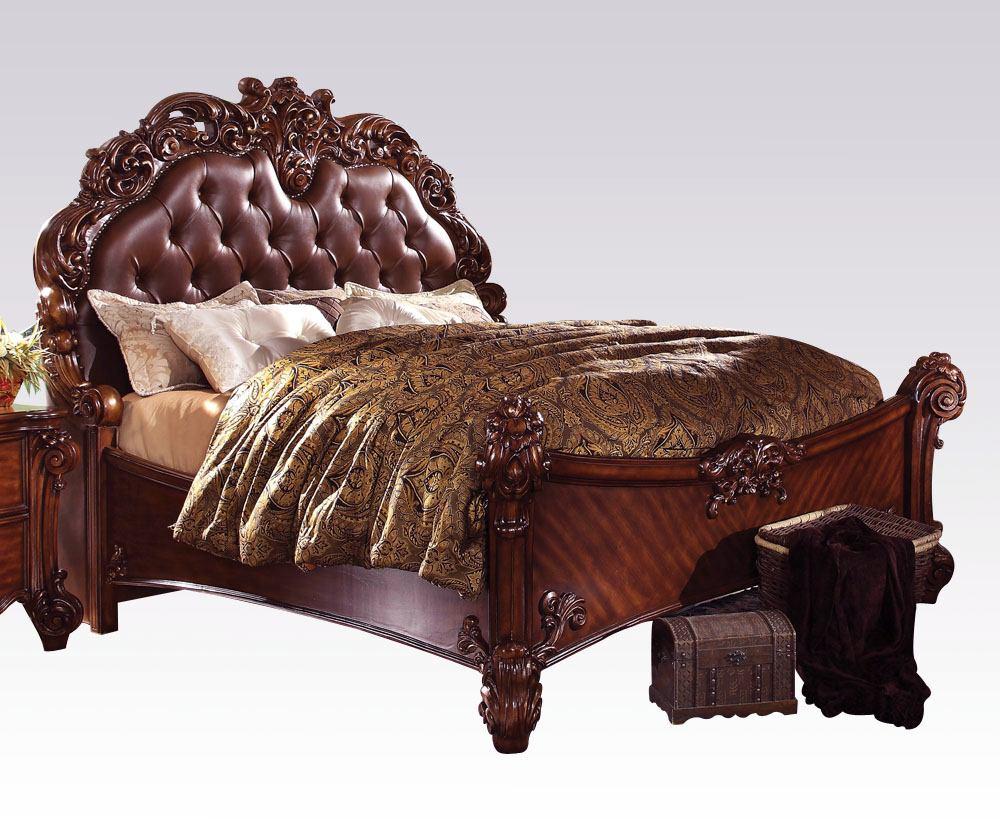 

    
Cherry Queen PU Tufted Bed Vendome 22000Q Acme Traditional Classic
