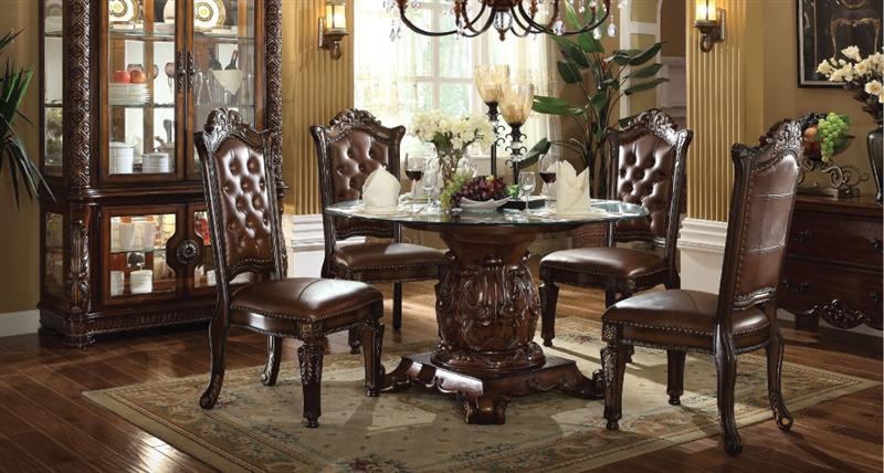 Classic, Traditional Dining Table Set Vendome 62010 62010 Vendome-Set-5 in Cherry Polyurethane
