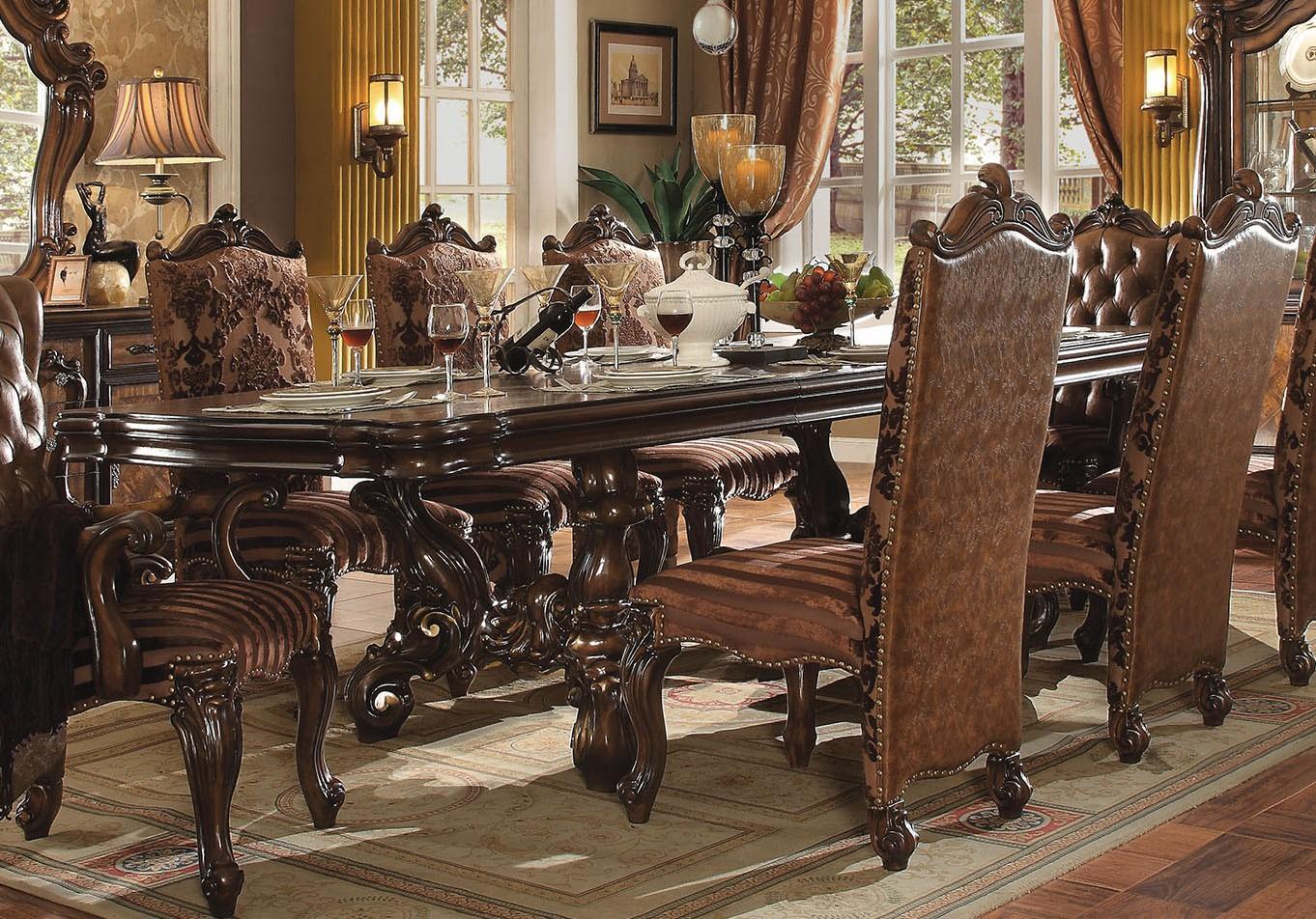 Classic, Traditional Dining Table Set 61100 Versailles 61100-Versailles-Set-5 in Cherry Polyurethane