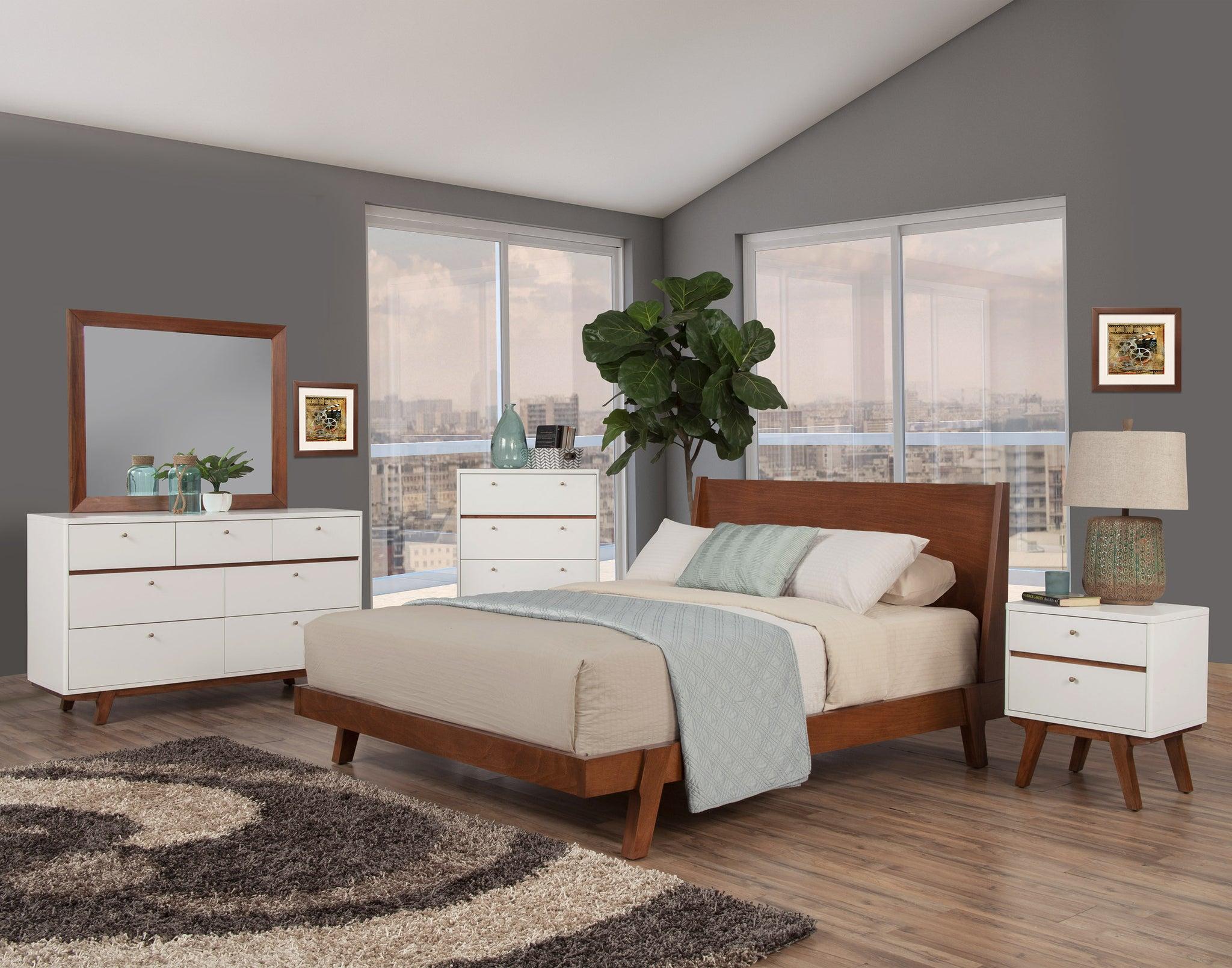 

    
Acorn & White Full Platform Bedroom Set 3 DAKOTA ALPINE Mid Century Modern
