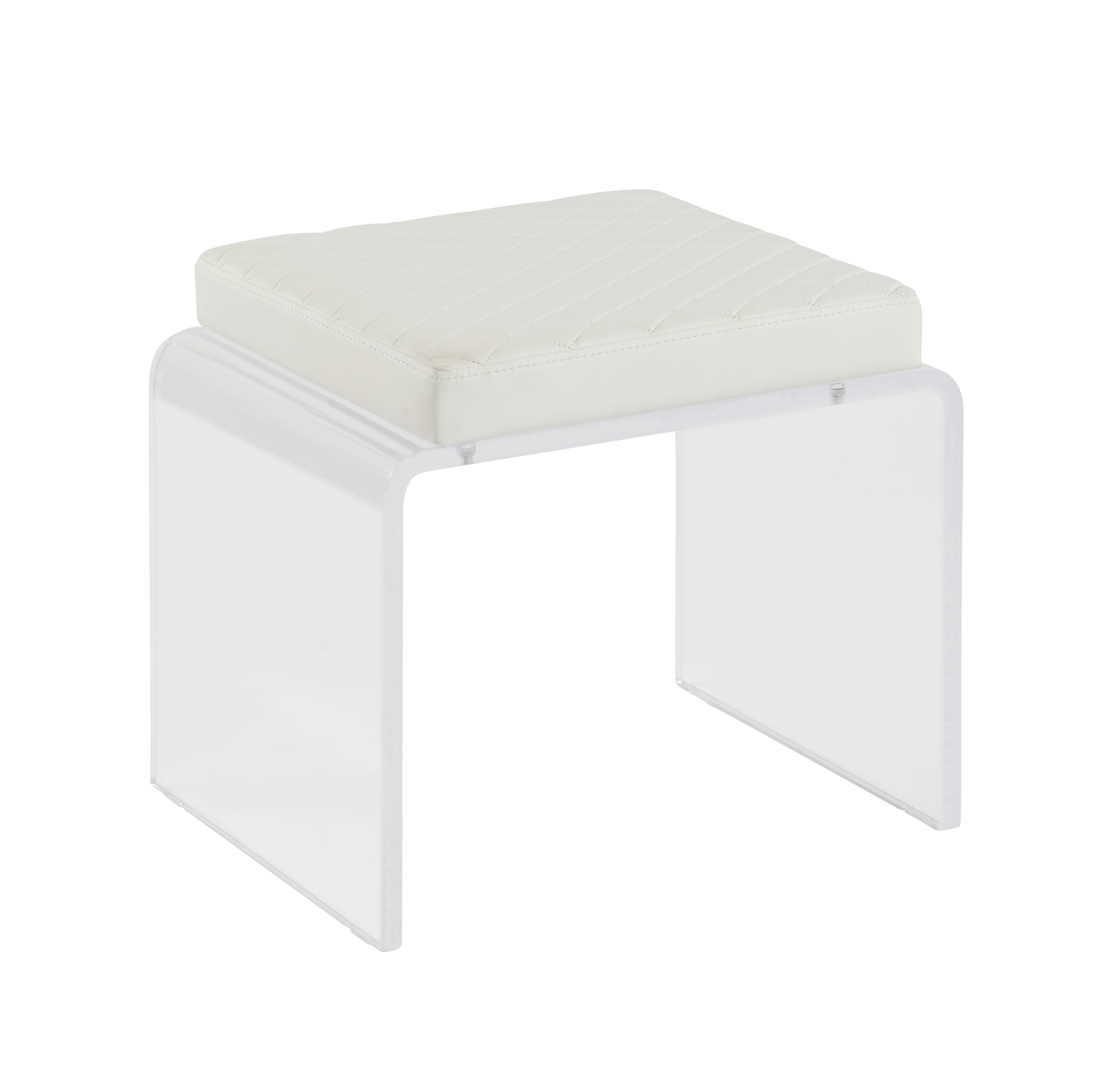 

    
Acrylic & White Upholstered Ottoman Modern Ciara by Chintaly Imports
