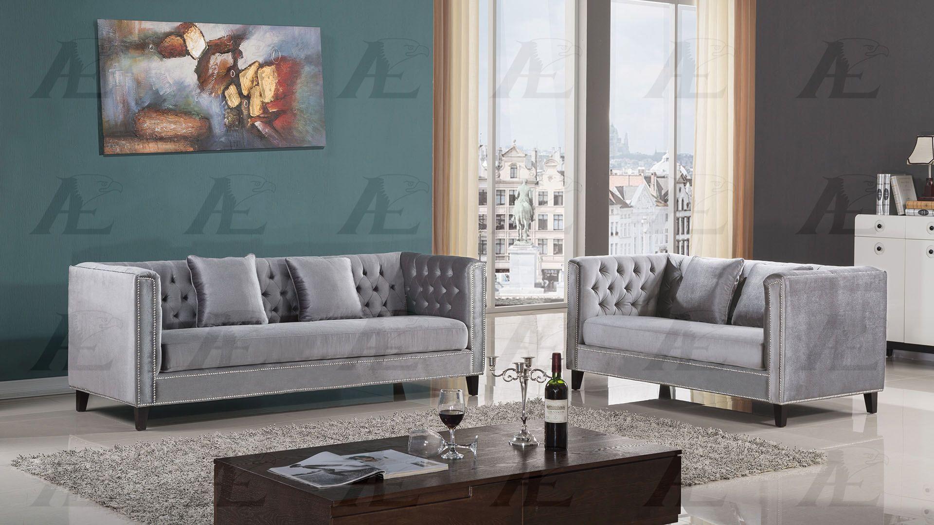

    
American Eagle AE-2373 Gray Fabric Sofa Set 2pcs in Modern Style
