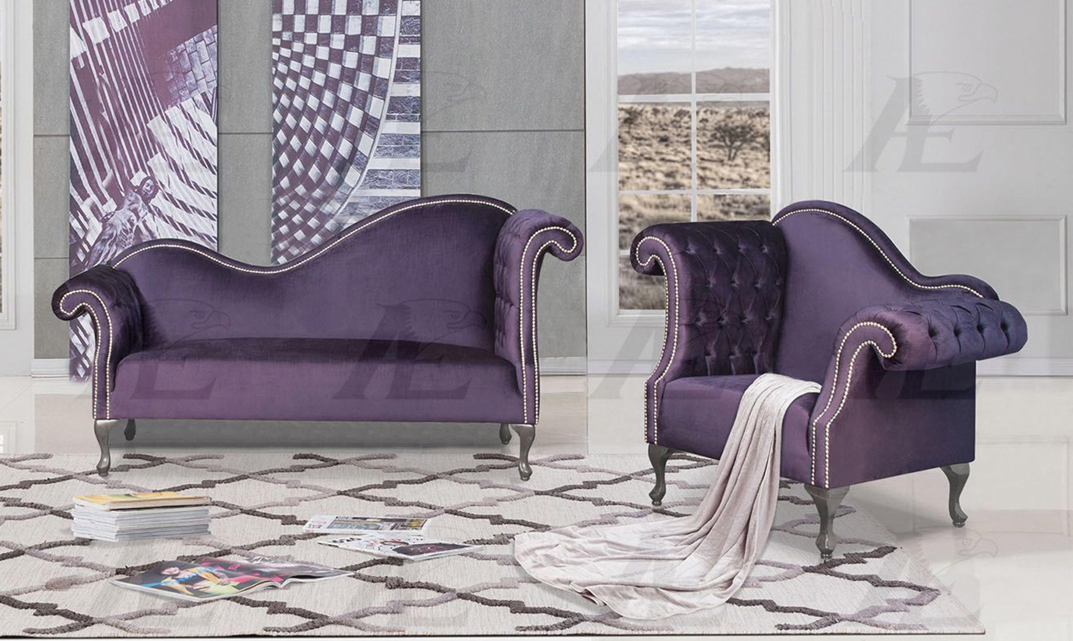 Traditional Sofa Set AE2601-NB AE2601-NB-2PC in Purple Fabric