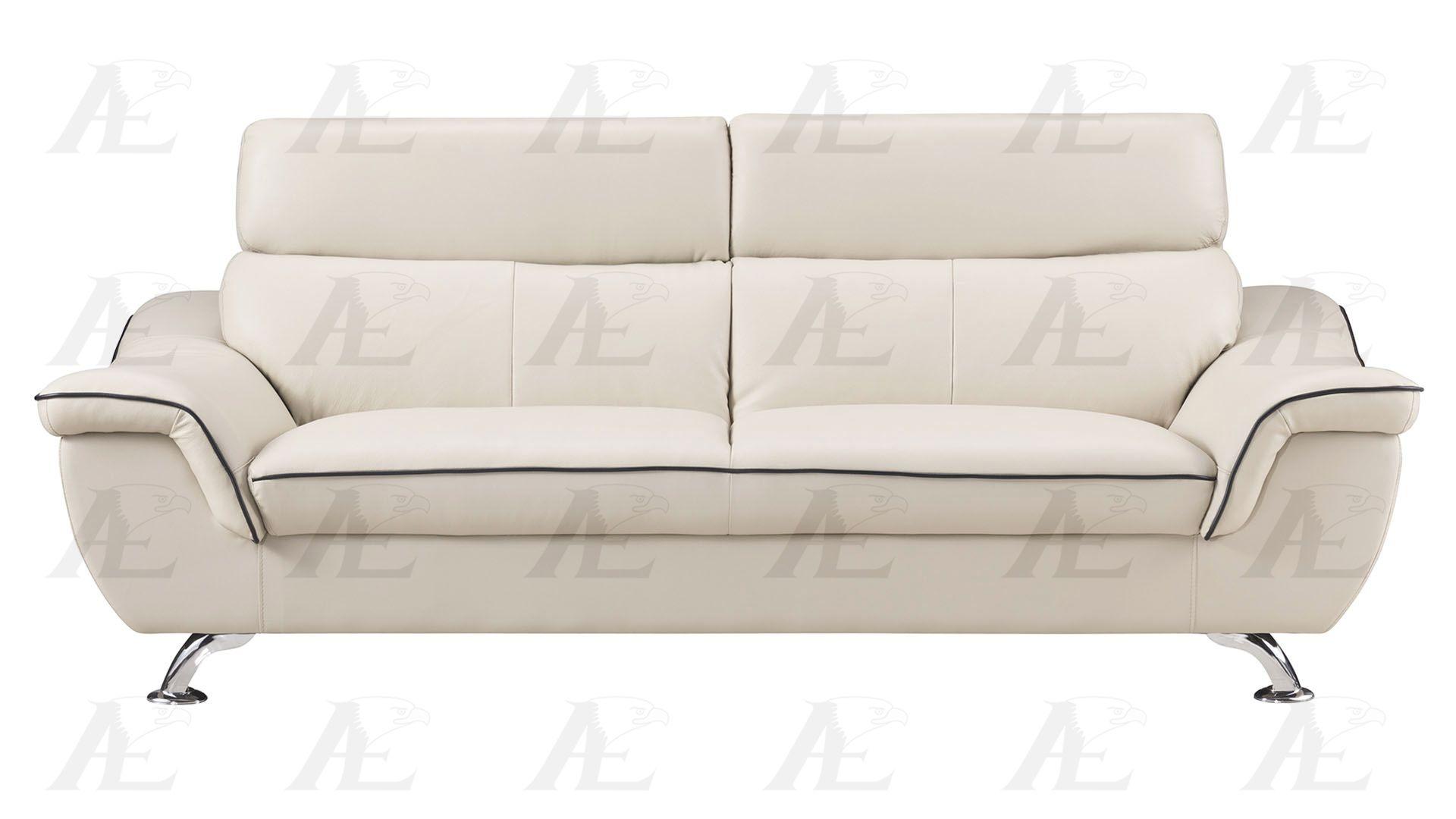 Modern Sofa EK-B303-LG.BK EK-B303-LG.BK in Light Gray Genuine Leather