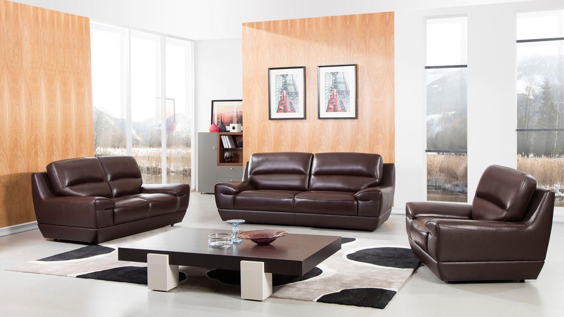 

    
Dark Brown Italian Leather Sofa Set 3Pc EK018-DB American Eagle Contemporary
