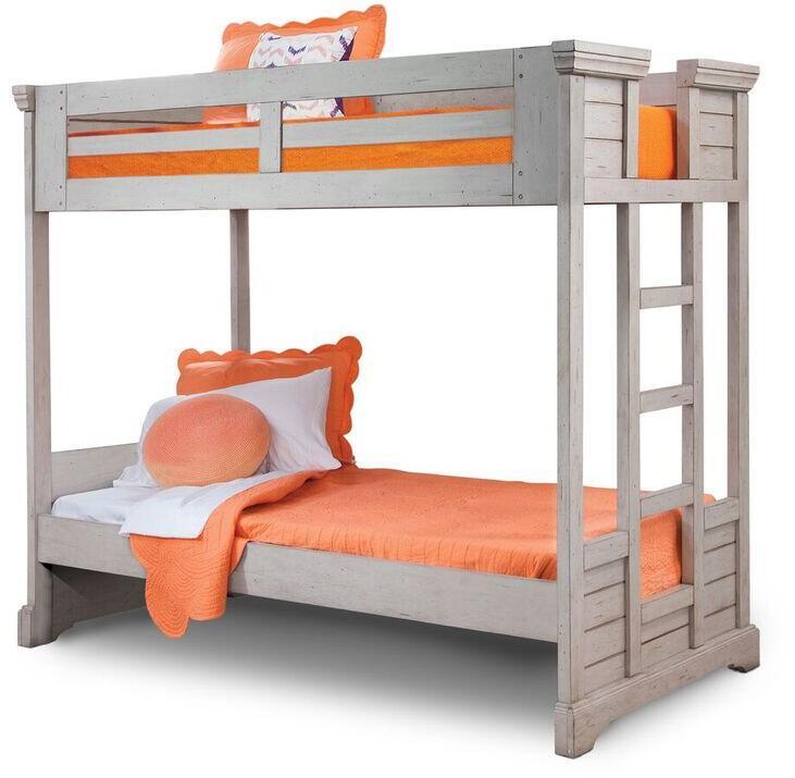 

    
Antique Gray Finish Twin Bunk Bed Set 4Pcs 7820 STONEBROOK American Woodcrafters
