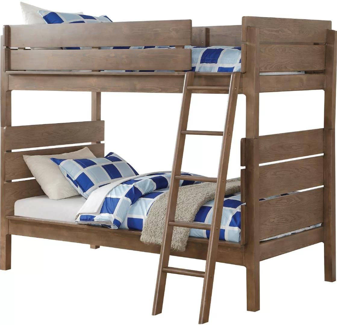 Rustic Twin/Twin Bunk Bed Ranta 37400 in Brown Oak 