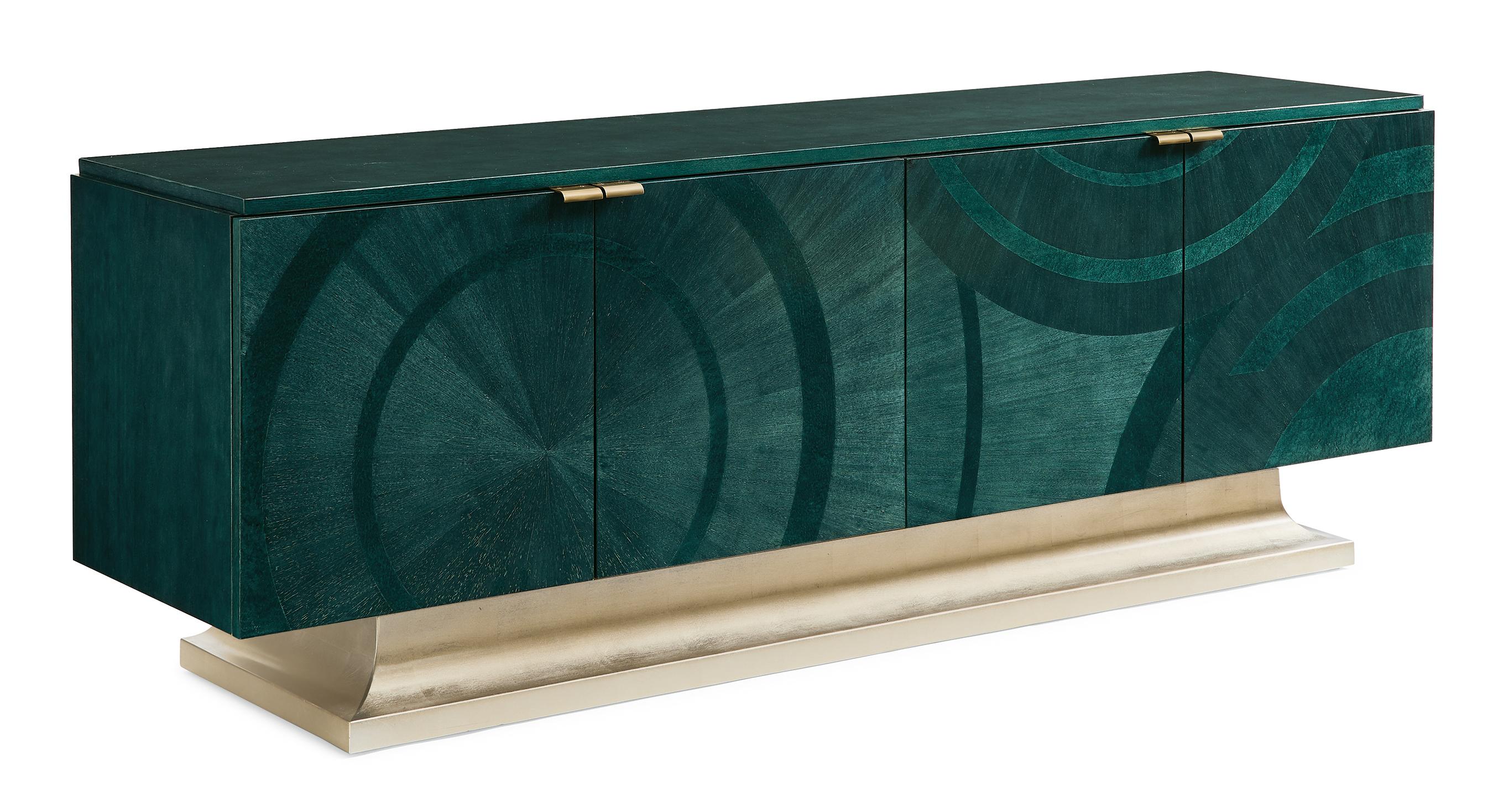 

    
Art Deco-inspired Peacock Finish Entertainment Center Deja Blue by Caracole

