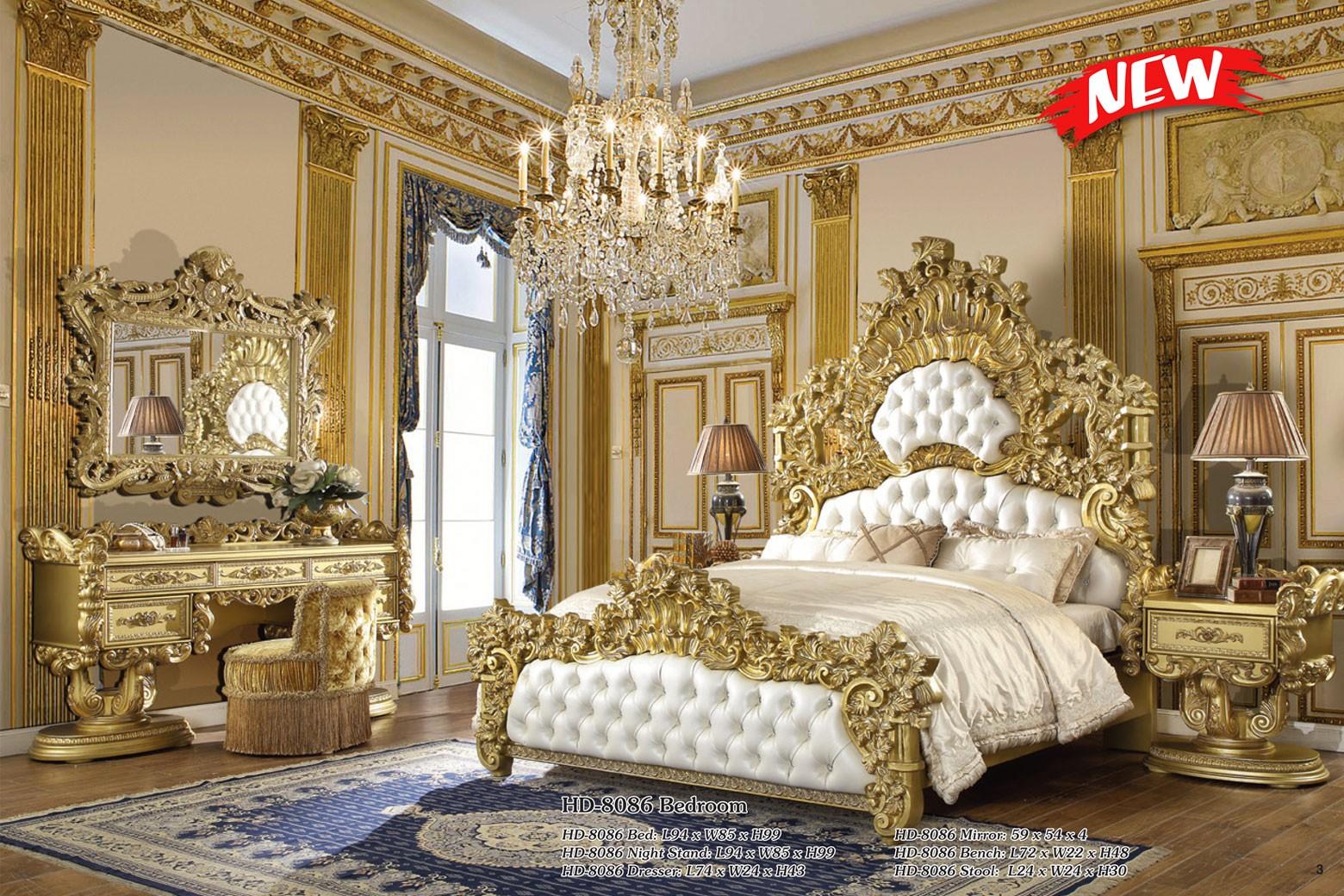 

    
Baroque Rich Gold KING Bed Carved Wood Homey Design HD-8086
