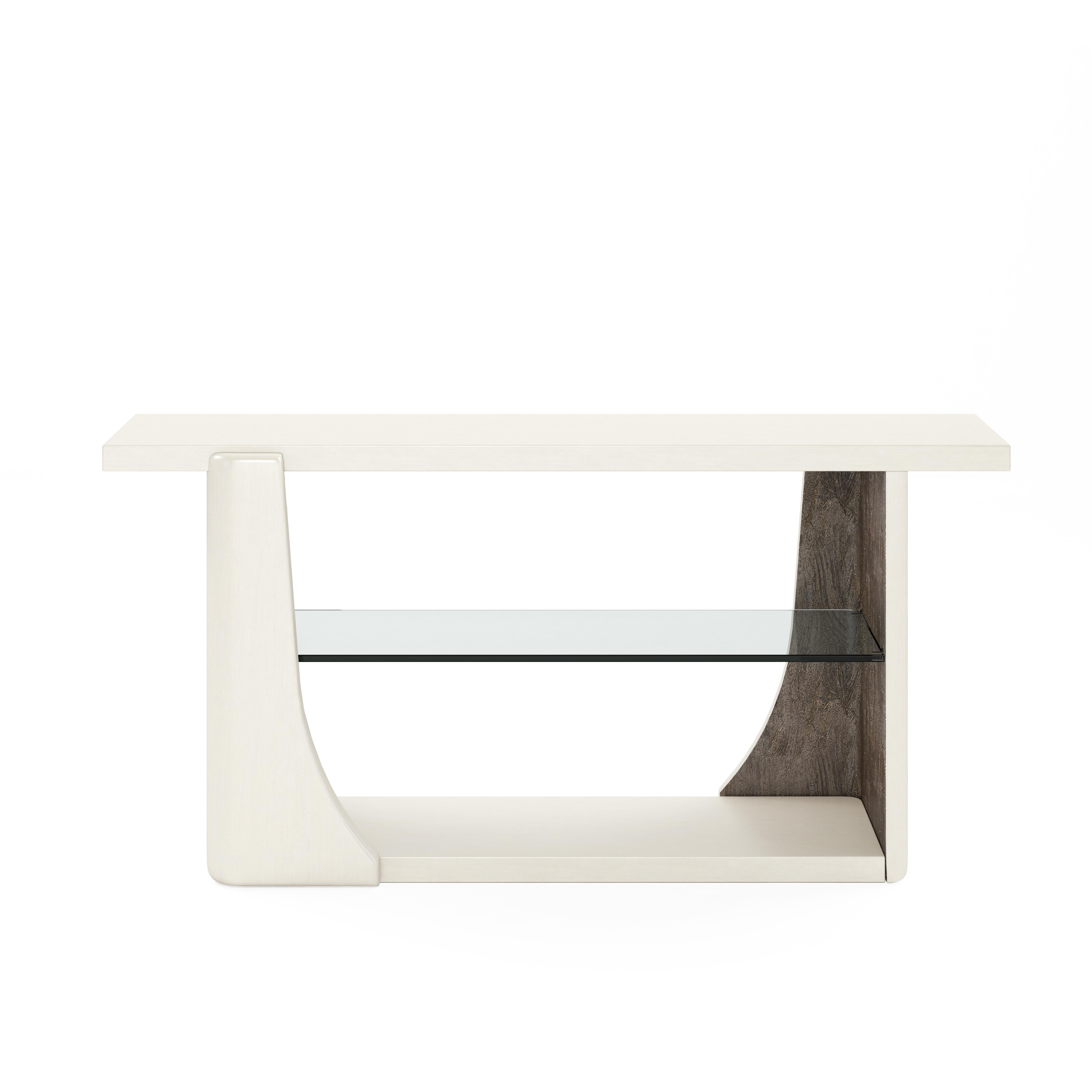 

    
Beige & Brown Wood Console Table w/ Stone Top by A.R.T. Furniture Blanc
