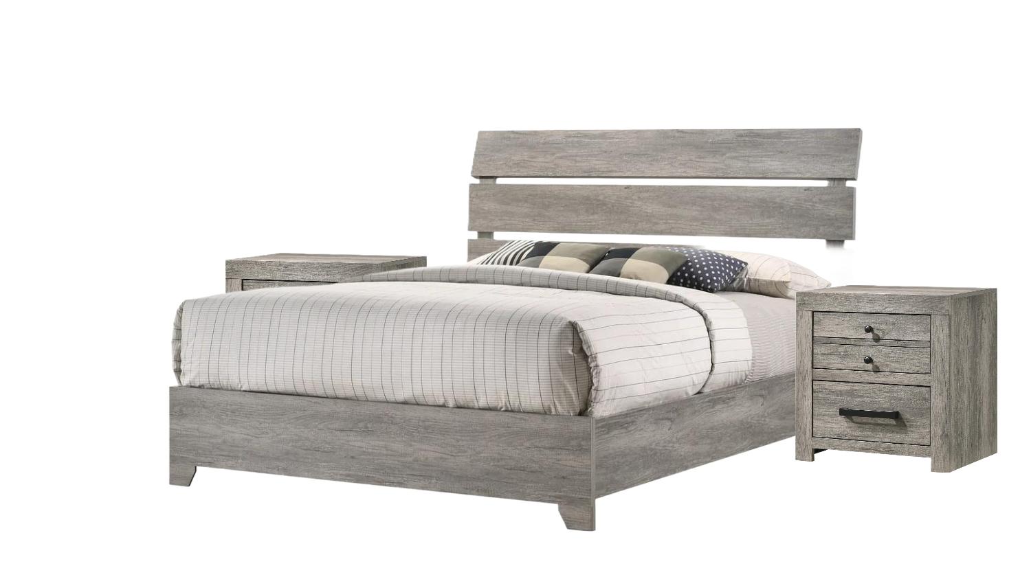 Rustic, Simple, Farmhouse Panel Bedroom Set Tundra B5520-Q-Bed-3pcs in Beige 