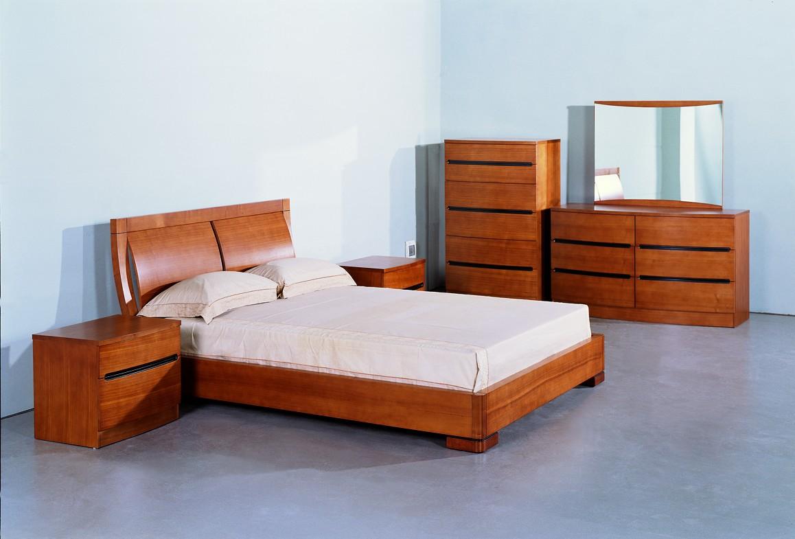 Contemporary Platform Bedroom Set Maya BHF-Maya-Teak-King-Set-5 in Teak 