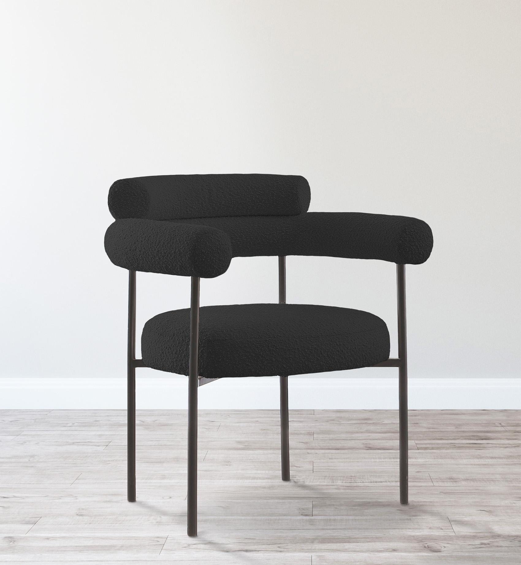 

    
Black Boucle Fabric Dining Chair Set 2Pcs BLAKE 879Black-C Meridian Modern
