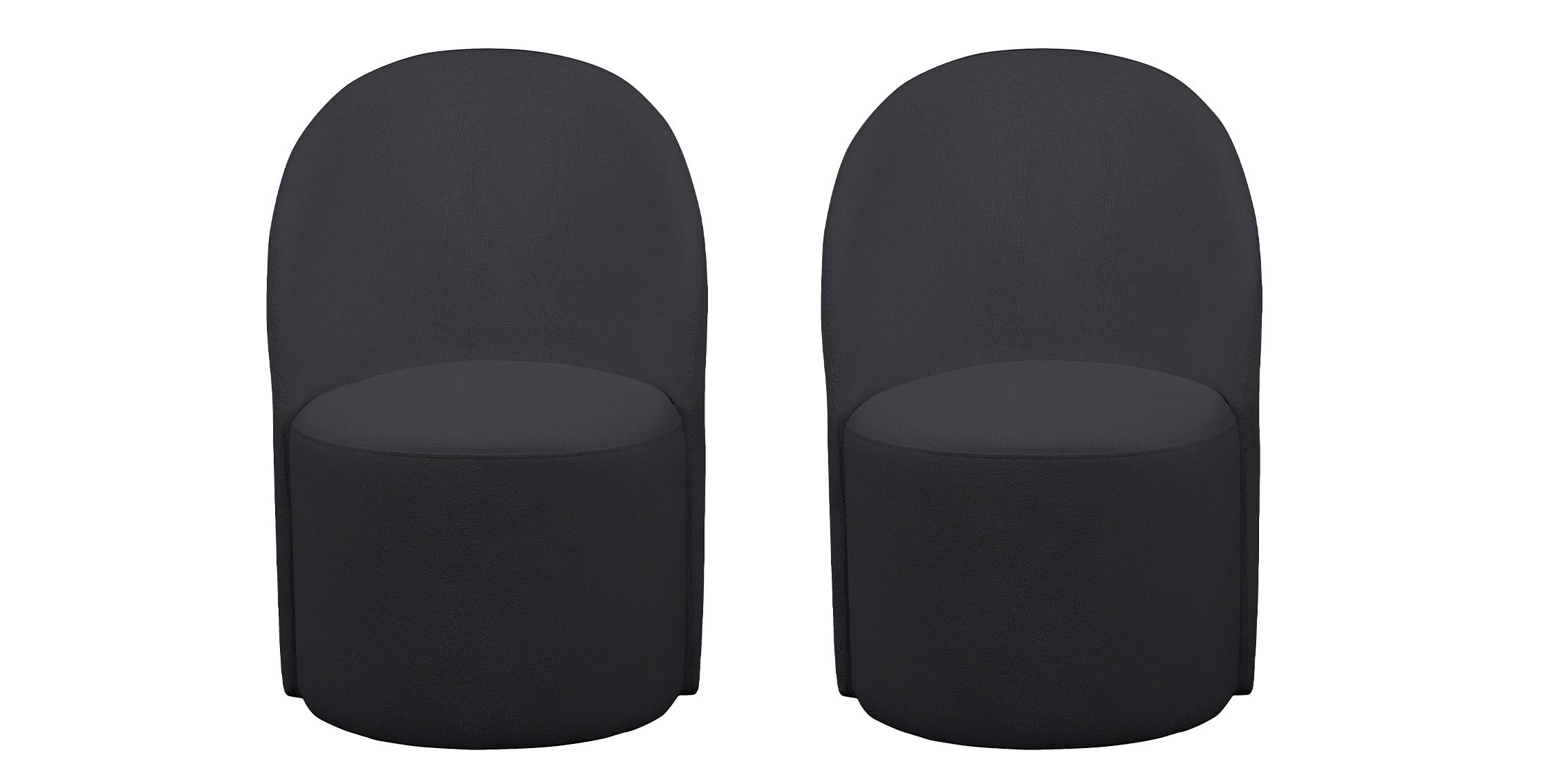 

    
Black Boucle Fabric Dining Chair Set 2Pcs HAUTELY 528Black Meridian Modern

