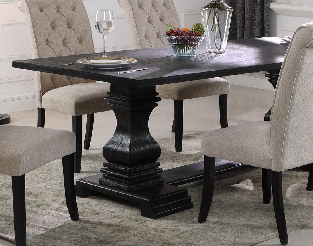 

    
Black Finish Solid Wood Double Pedestal Dining Table McFerran D7700

