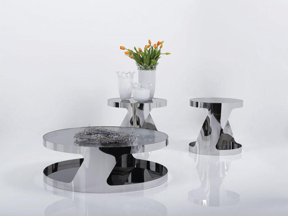 

    
Black Glass Top & Chromed Metal Base Coffee Table Set 3Pcs Modern J&M 931

