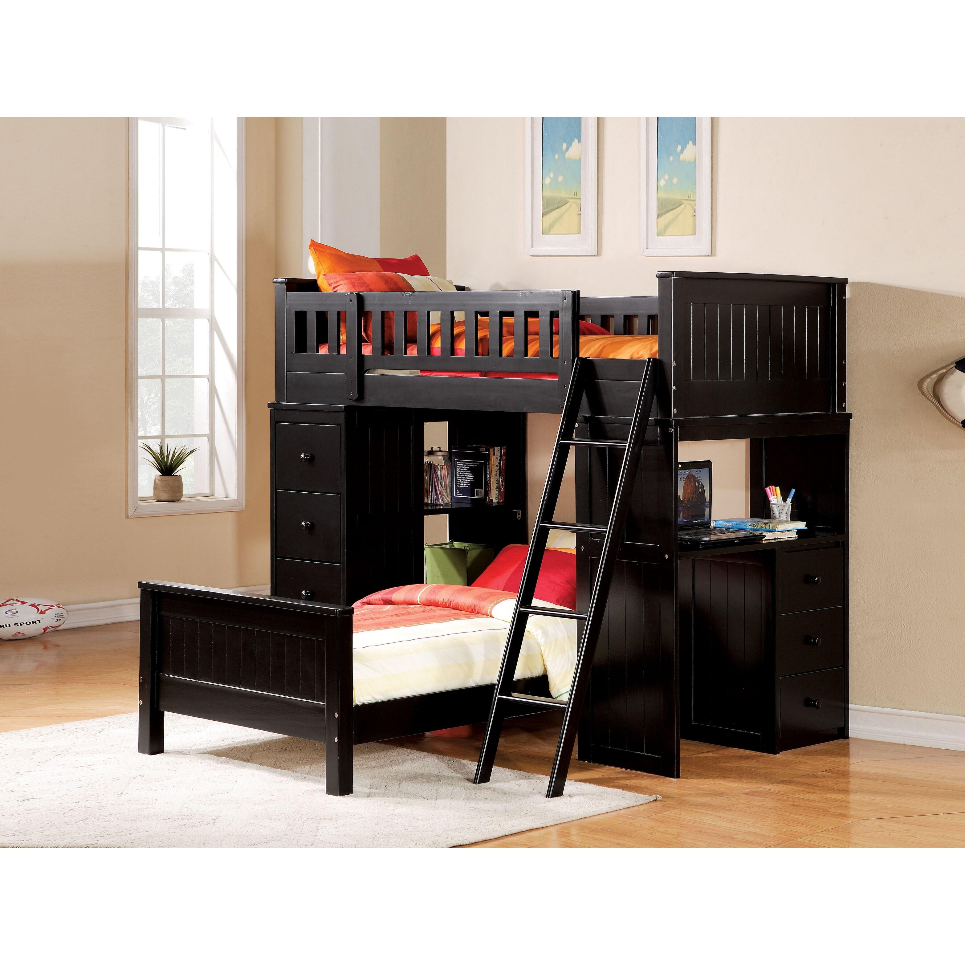 

    
Black Twin Loft Bed w/ Desk & Chest by Acme Willoughby 10980W
