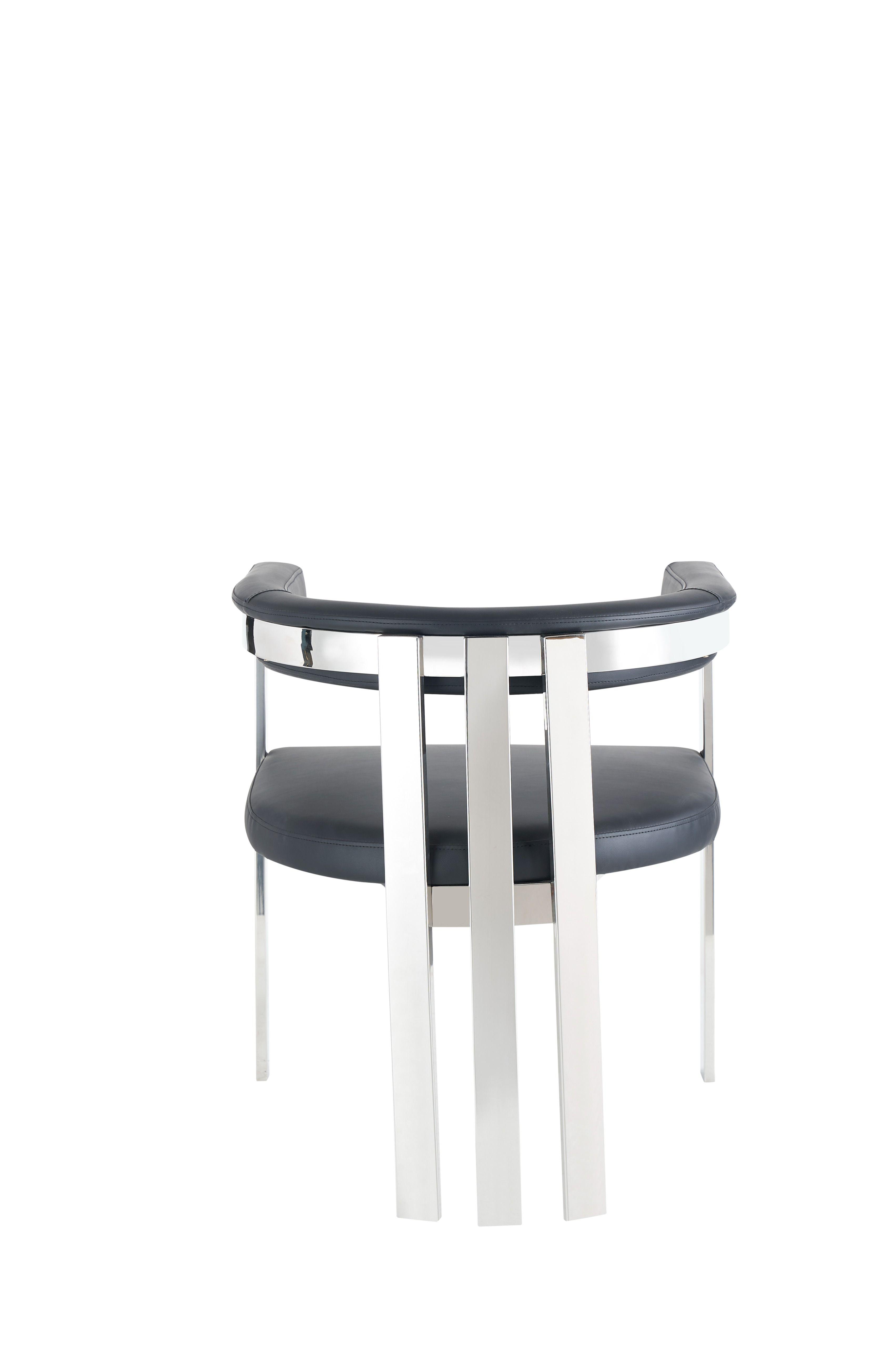 

    
Black Vegan Leather & Stainless Steel Dining Chair Set 2 Modrest Pontiac Modern

