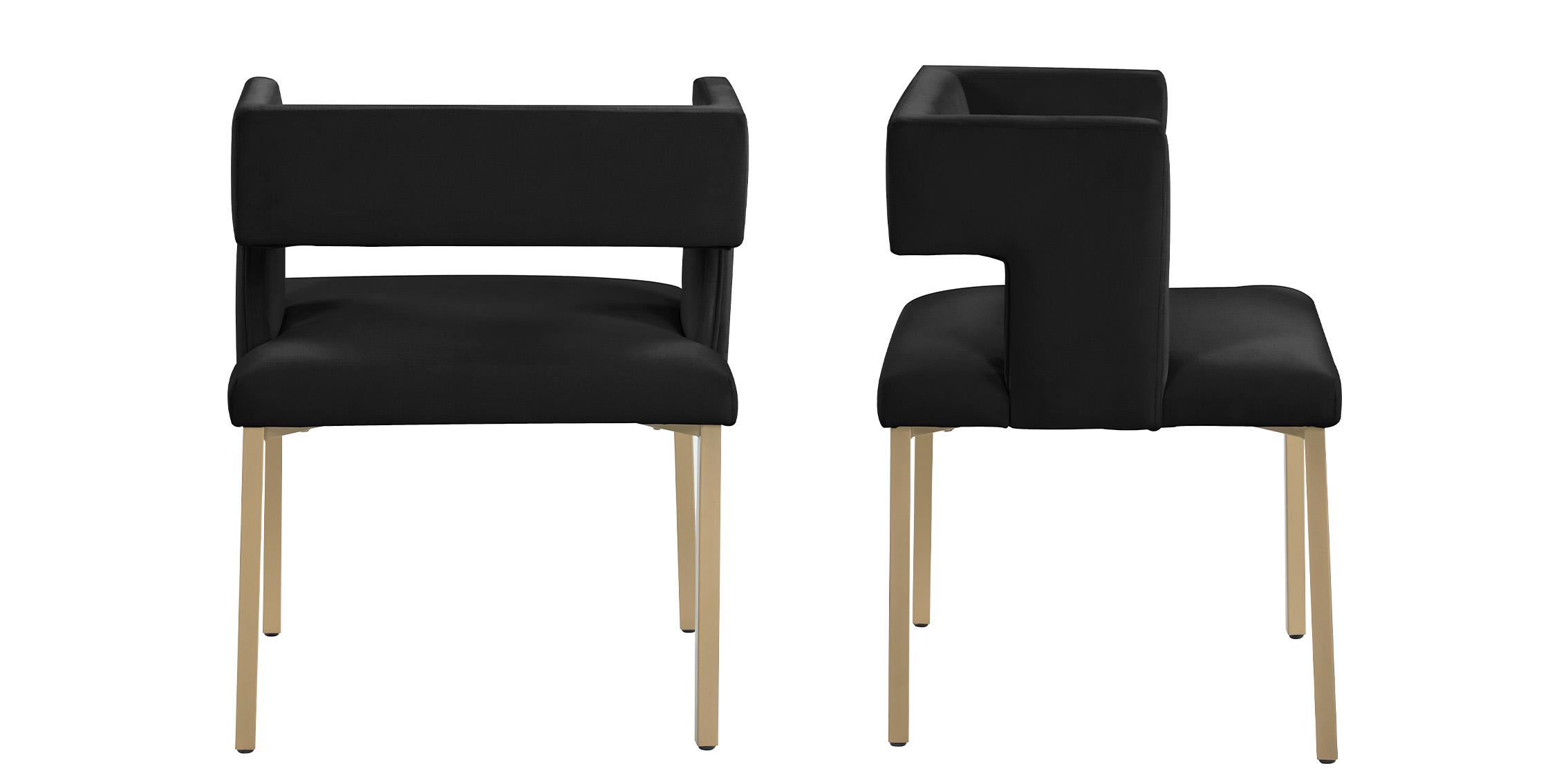 

    
Black Velvet & Brushed Gold Dining Chair Set 2P CALEB 967Black-C Meridian Modern
