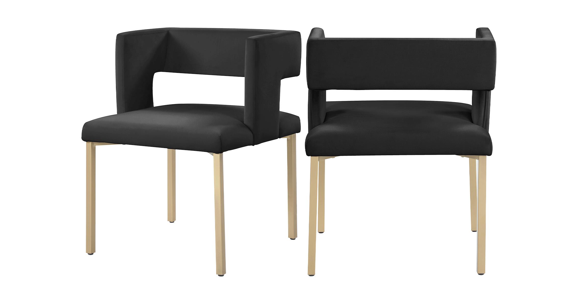 Contemporary, Modern Dining Chair Set CALEB 967Black-C 967Black-C in Gold, Black Velvet