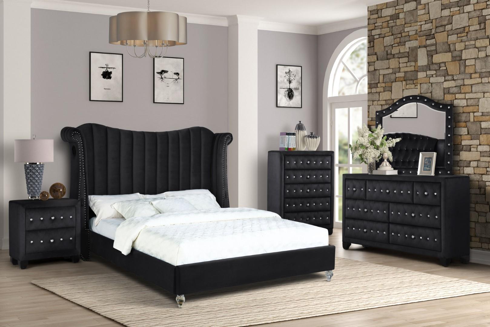 

        
Galaxy Home Furniture TULIP BK Platform Bed Black Velvet 808857693990
