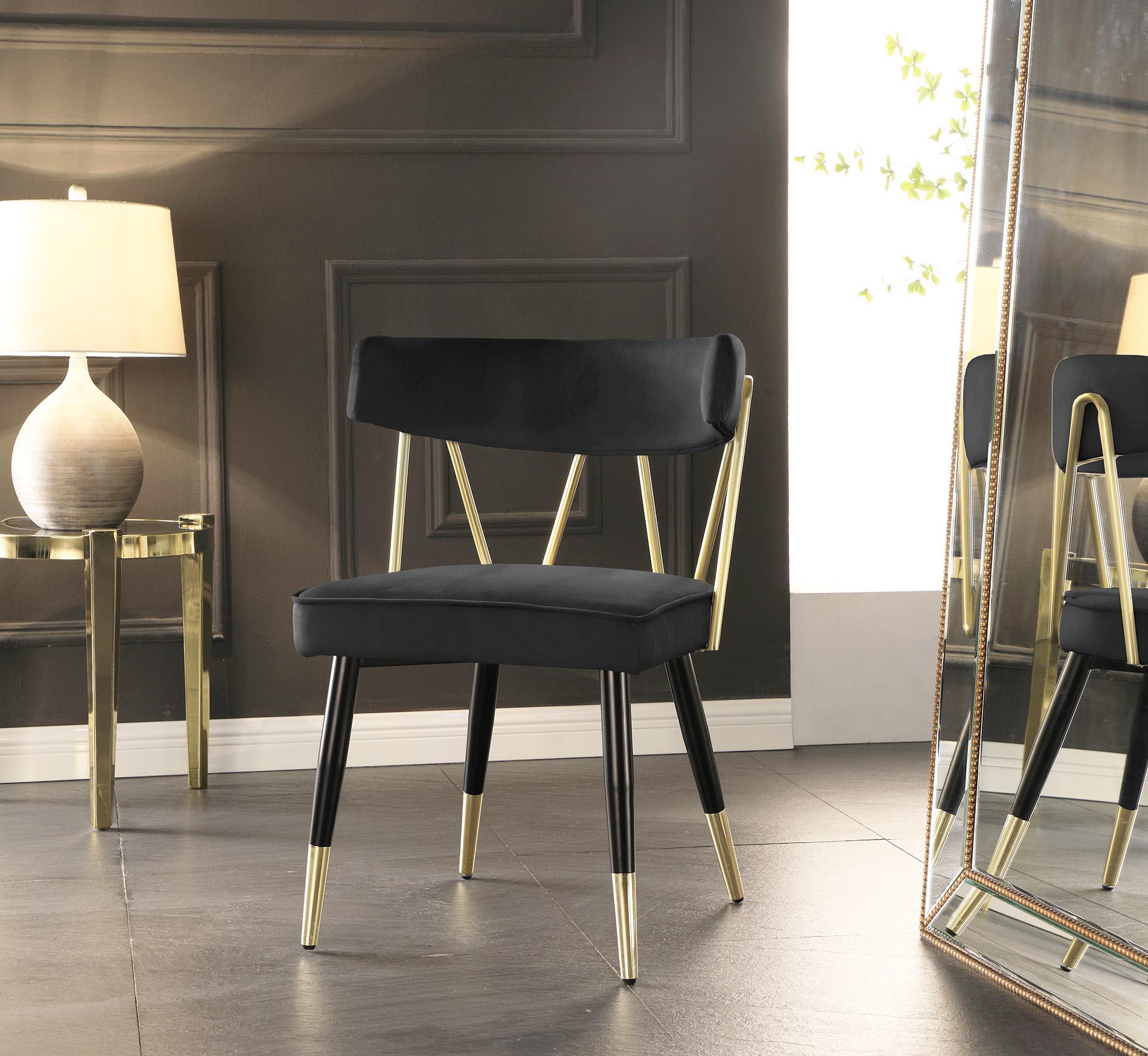 

    
Black Velvet & Gold Chair Set 2 RHEINGOLD 854Black-C Meridian Modern
