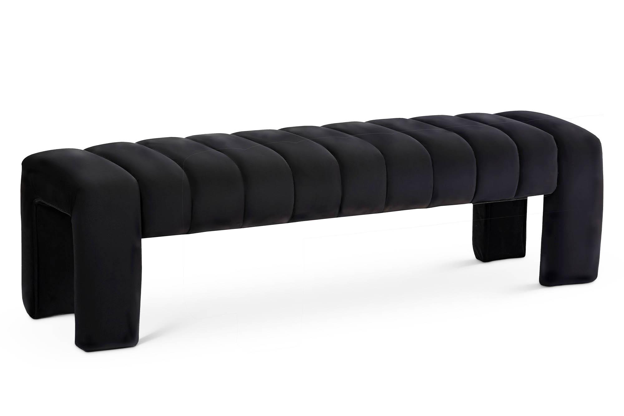 Contemporary, Modern Bench ANDAZ 443Black 443Black in Black Velvet