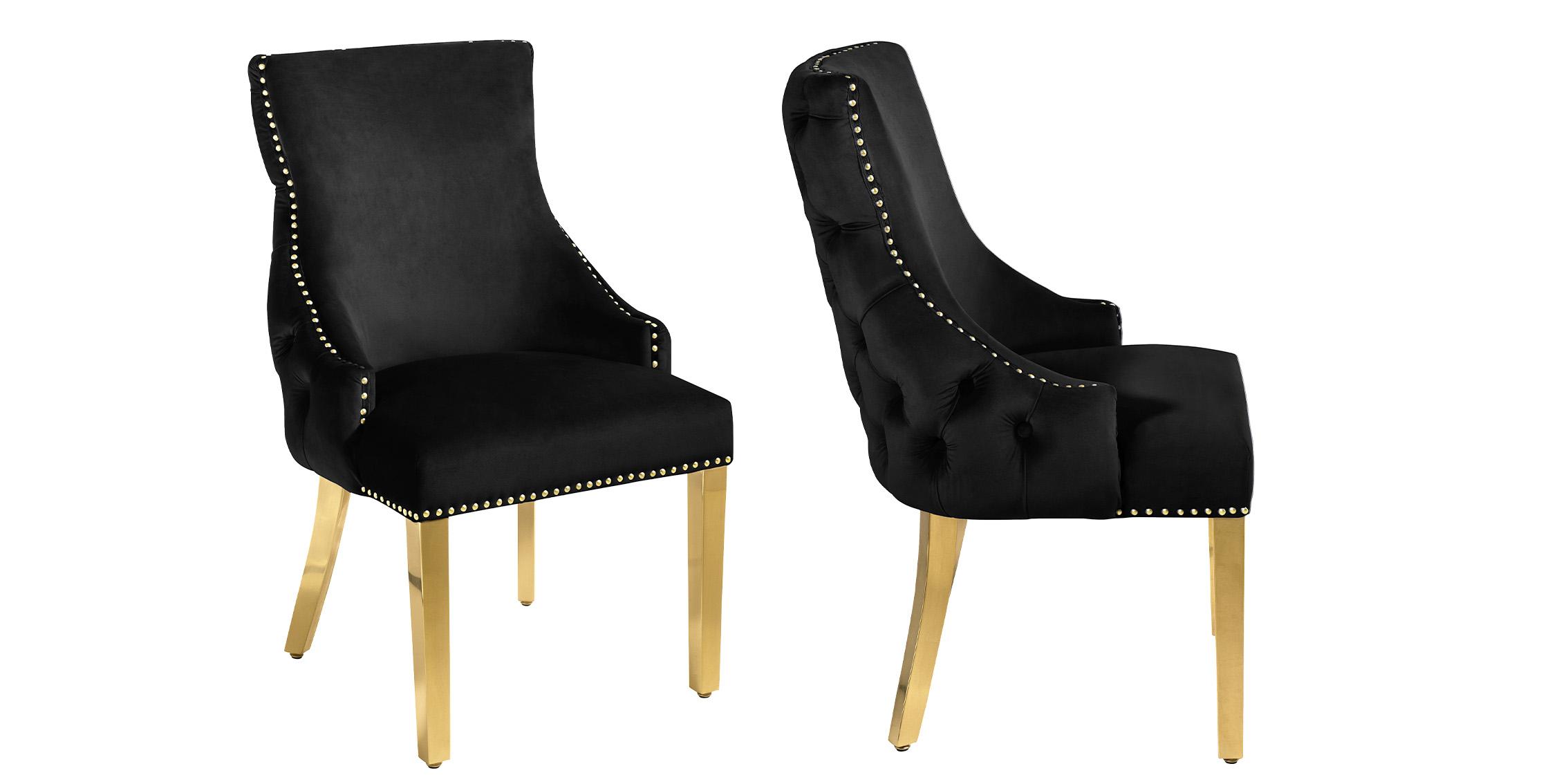 Contemporary, Modern Dining Chair Set TUFT 730Black-C 730Black-C in Gold, Black Velvet