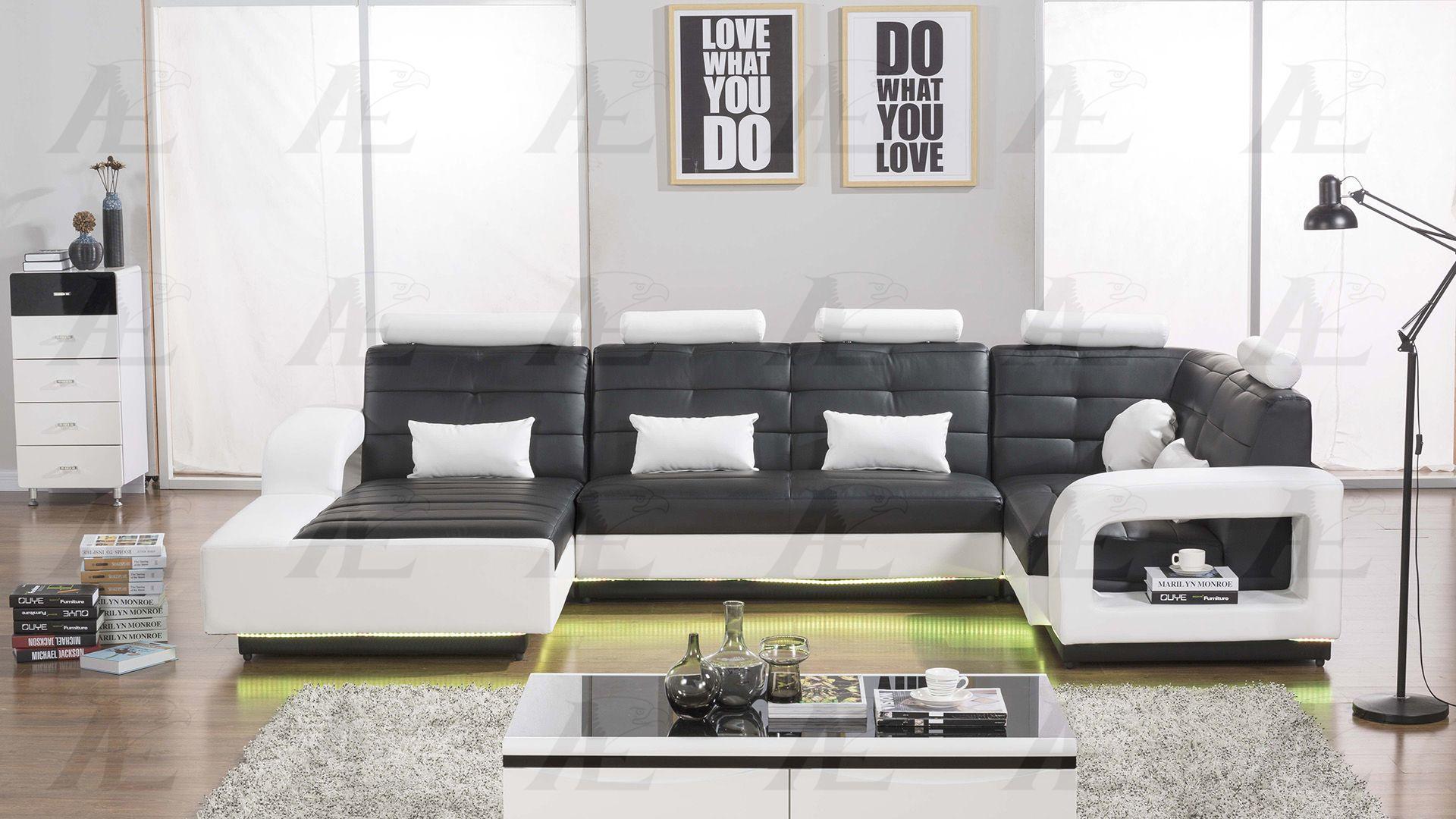 

                    
American Eagle Furniture AE-LD800-BK.W Sectional Sofa White/Black Bonded Leather Purchase 
