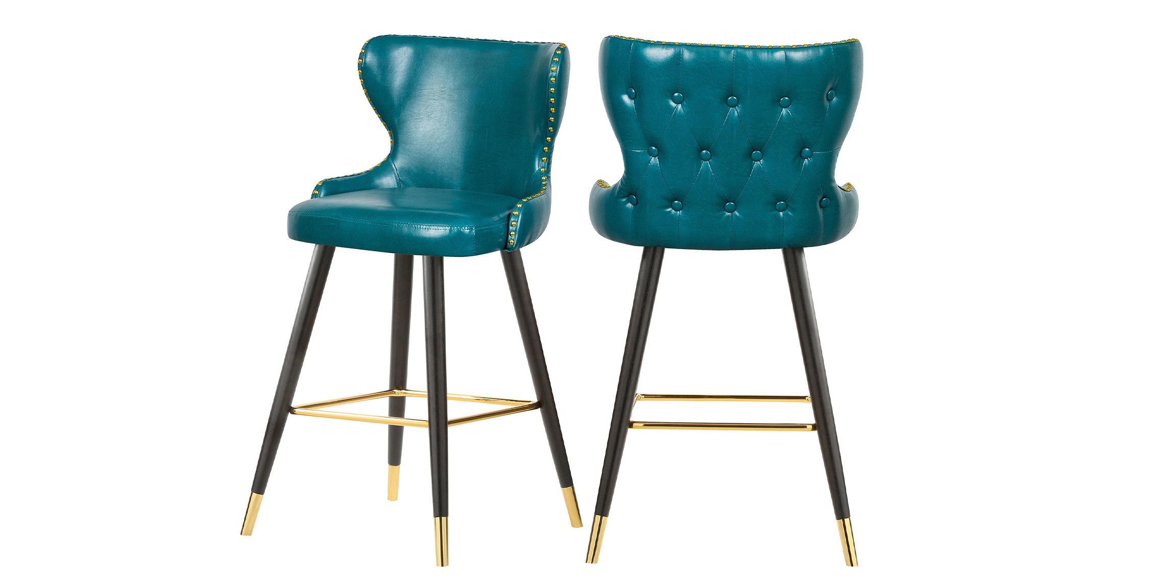 Contemporary, Modern Counter Stool Set HENDRIX 962Blue-C 962Blue-C in Blue Faux Leather