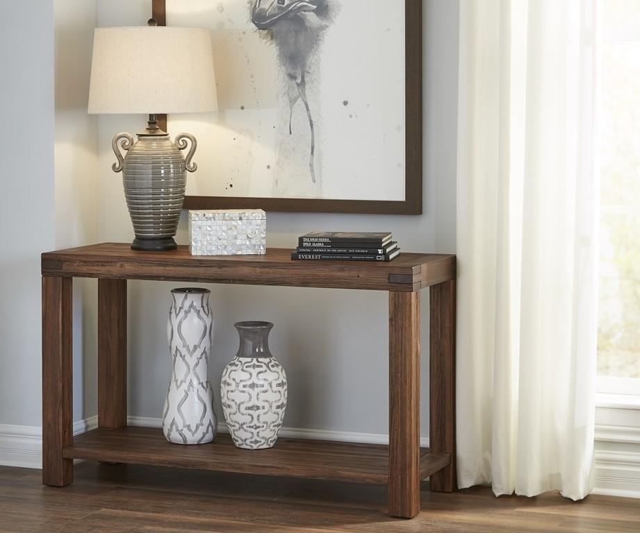 

    
Brick Brown Finish Acacia Solids Console Table MEADOW by Modus Furniture
