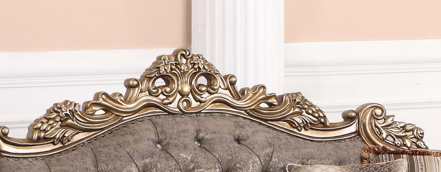 

    
Bronze finish Wood Shimmery Fabric Sofa Traditional Cosmos Furniture Amelia
