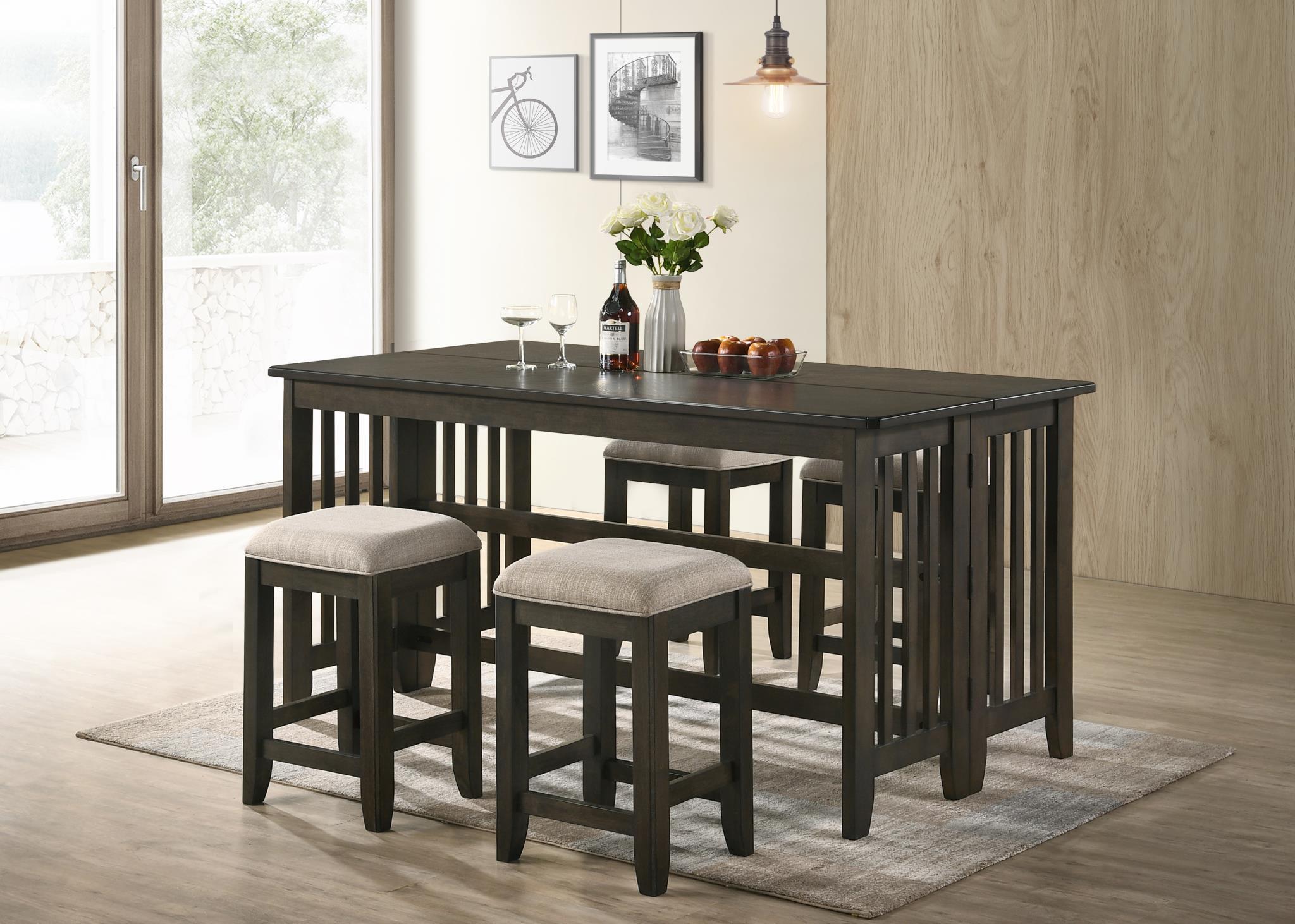 Transitional, Farmhouse Counter Table Set LINDSEY 5944-532 5944-532 in Brown, Beige 