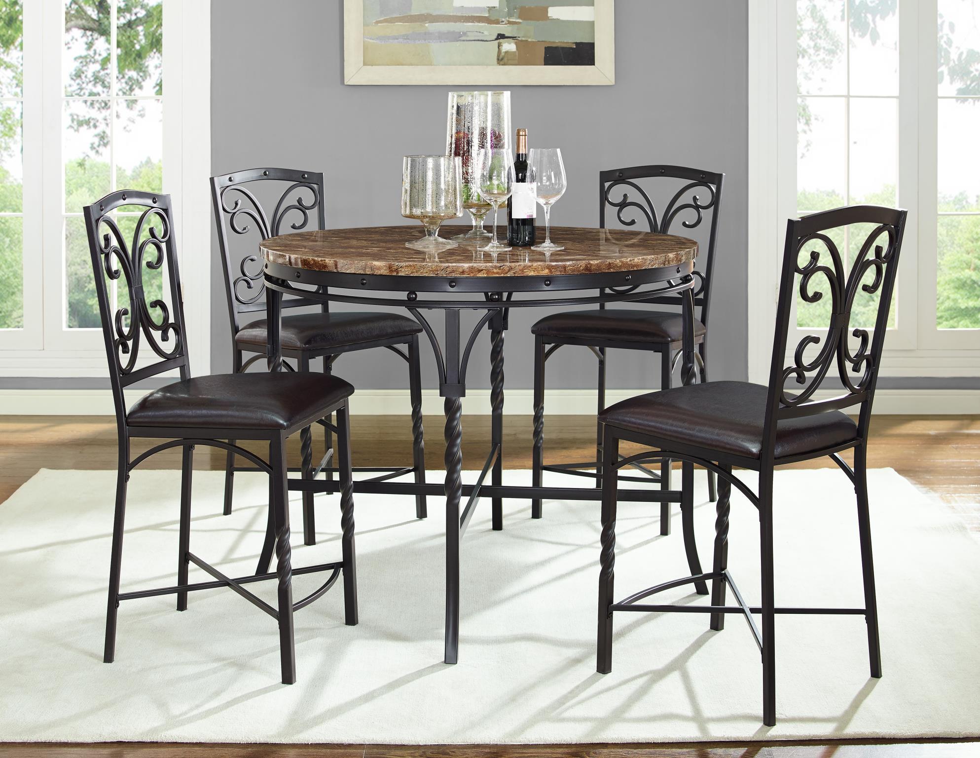 Contemporary, Casual Counter Stool Set Tuscan 4553-4pcs in Brown, Black PU