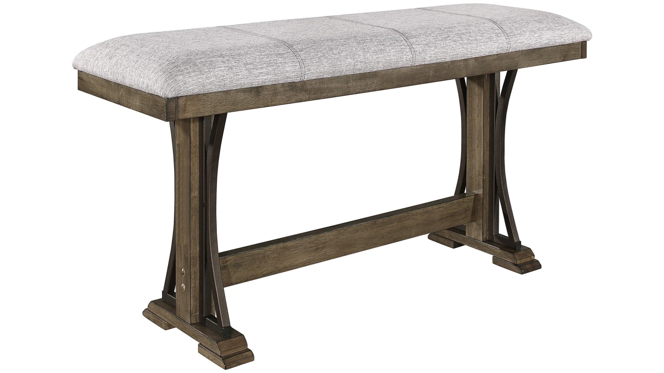 

    
Brown Oak & Gray Fabric Heigh Dining Bench by Crown Mark Quincy 2831-BENCH
