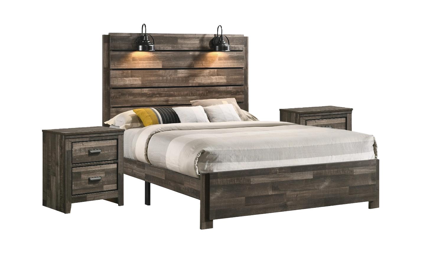 Traditional, Rustic Panel Bedroom Set Carter B6800-Q-Bed-3pcs in Brown 