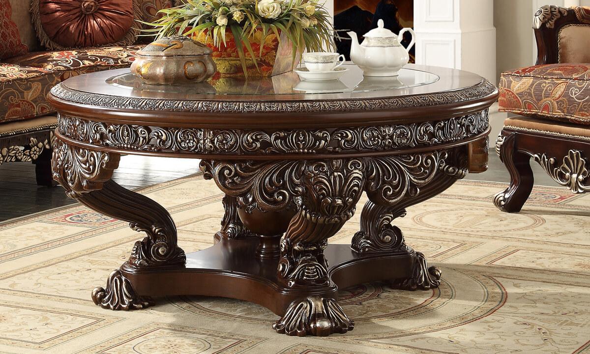 

    
Dark Brown & Silver Coffee Table Set 3Pcs Carved Wood Traditional Homey Design HD-8017
