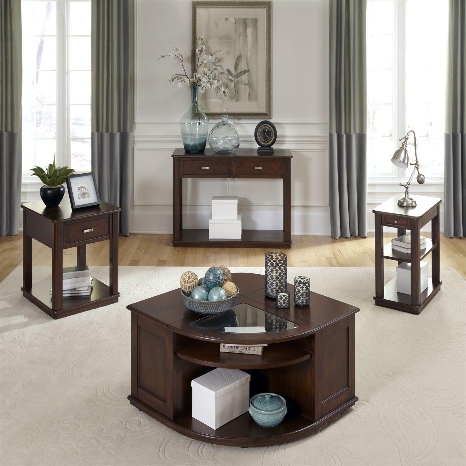 Contemporary Coffee Table Set Wallace  (424-OT) Coffee Table Set 424-OT-3PCS in Brown 
