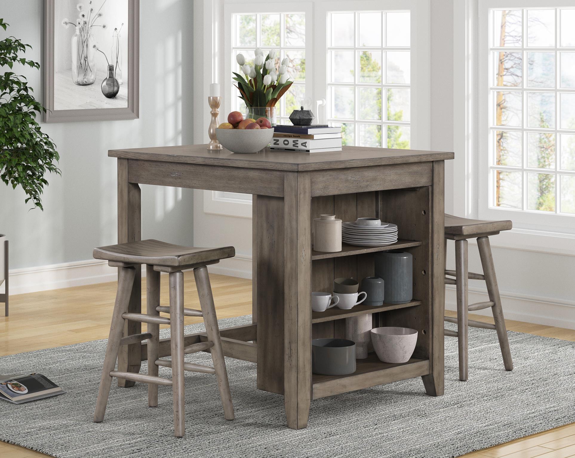 Rustic, Cottage, Farmhouse Counter Dining Table Rustic Counter 1284-530 in Brown 