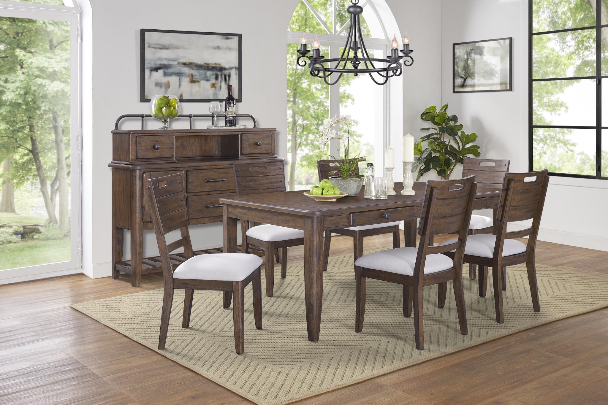 Rustic, Cottage, Farmhouse Dining Chair Set DANVILLE 315-510 315-510 in Brown Fabric