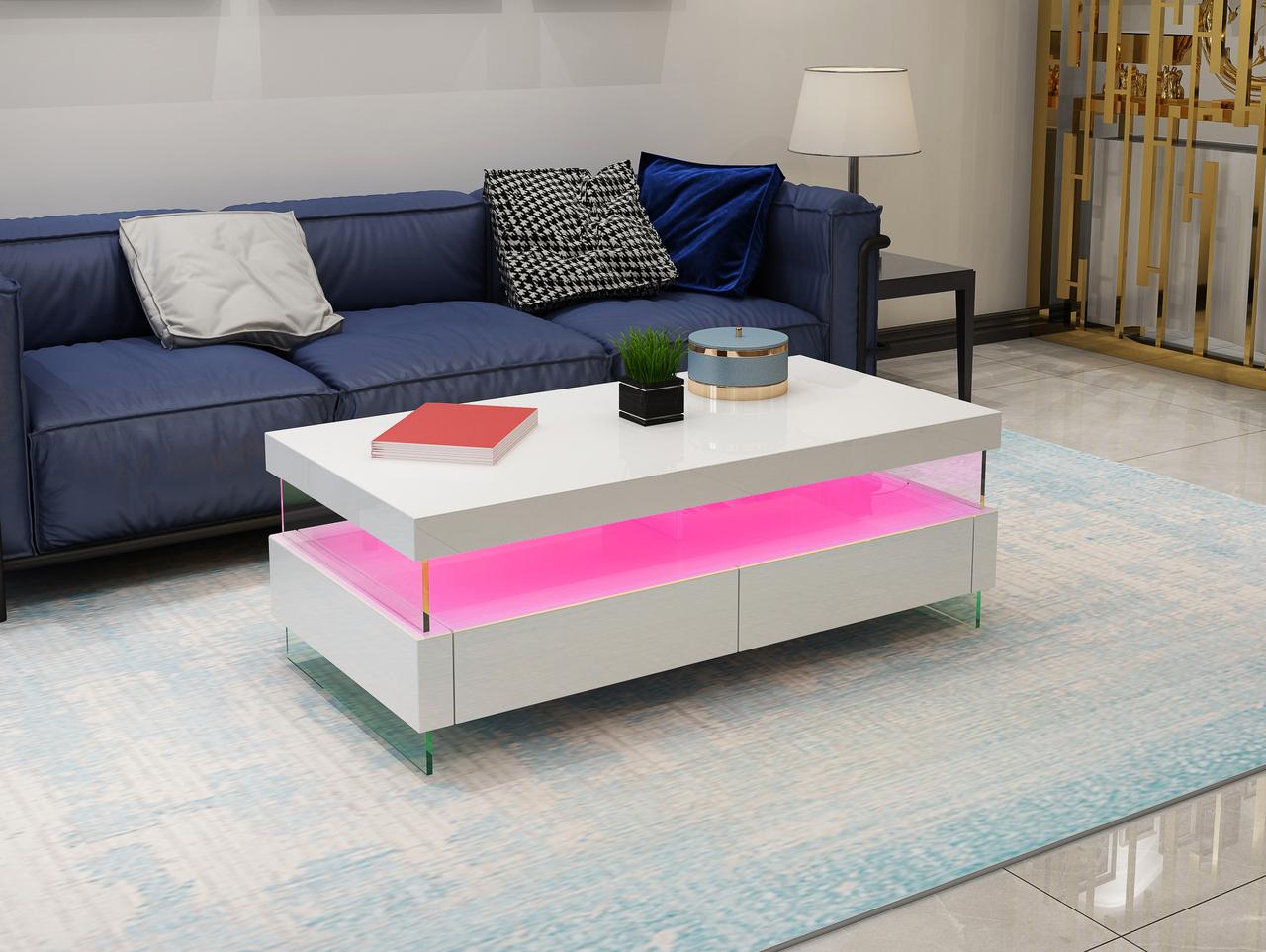

    
Built In Led Style Coffee Table In White Glossy Finish Ria Galaxy Home Modern
