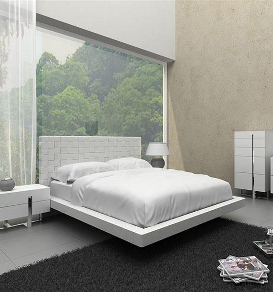 Modern Platform Bed ZACK CB-C1301-KW in White Eco Leather