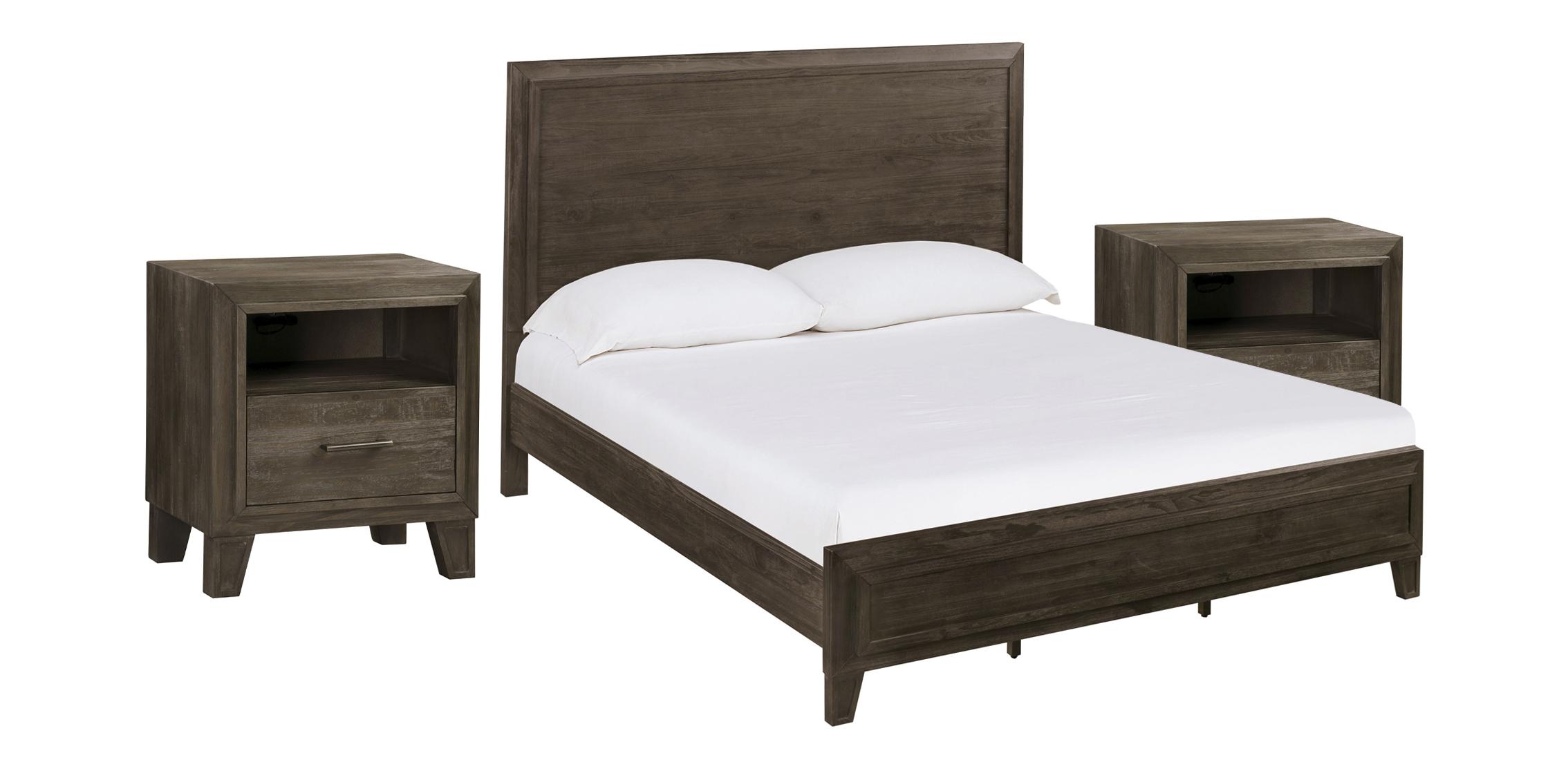 Casual, Rustic Panel Bedroom Set HADLEY A4H6A5-2N-3PC in Onyx 