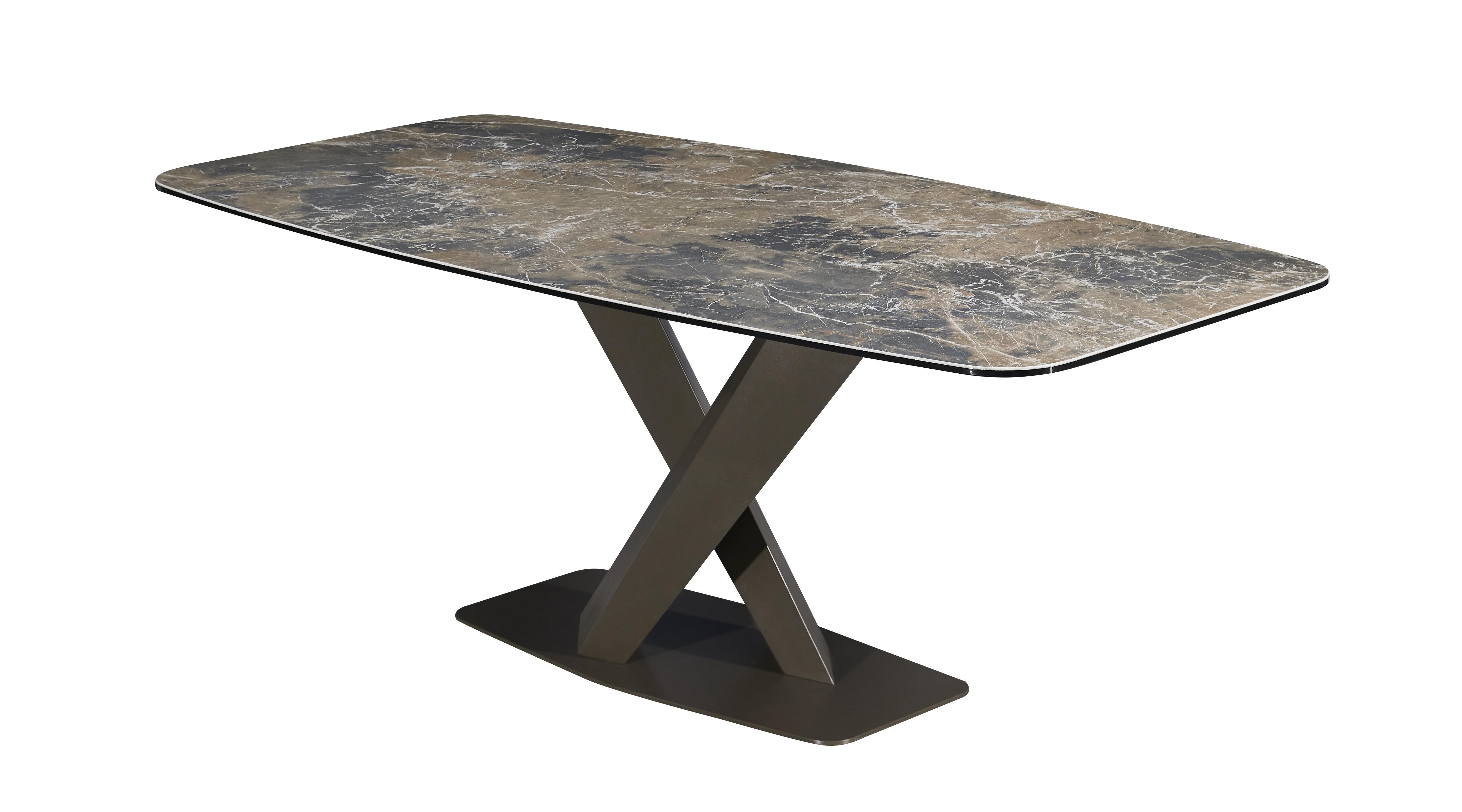 Contemporary, Modern Dining Table Elegance 18884 in Gray, Brown 